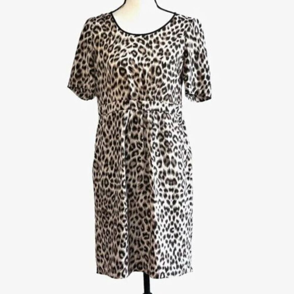 Gerard Darel Dress Size 6 Leopard Print Silk Blend Short‎ Sleeves Work Date Nite